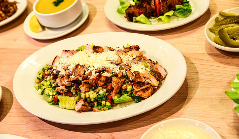 Individual Mediterranean meals prepared for a group order