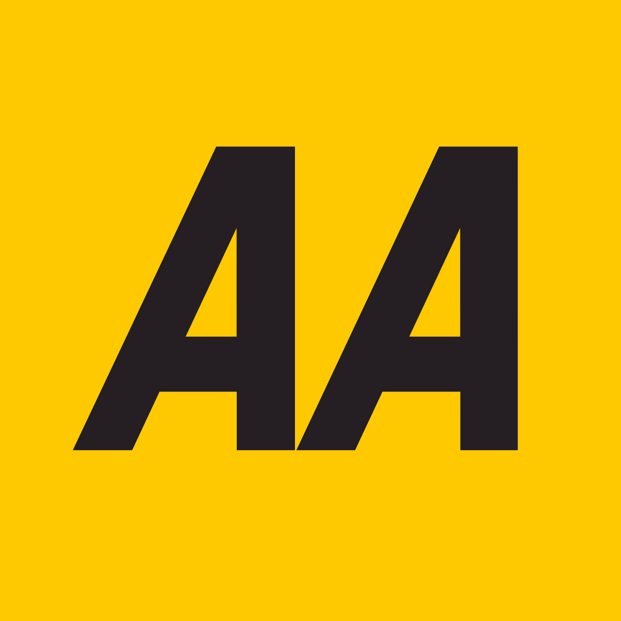 Bold black letters AA on a bright yellow square background.