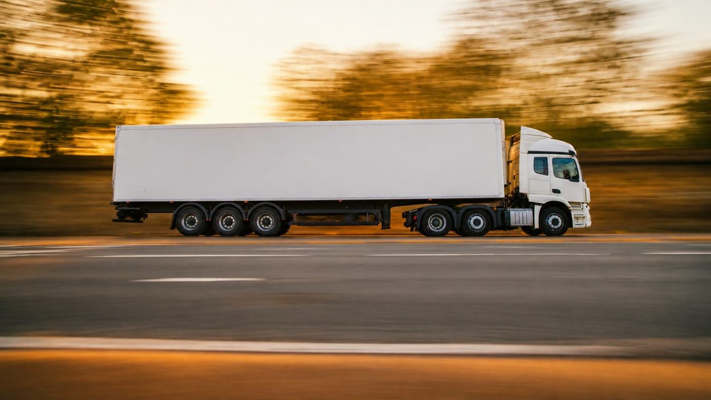 HGV travelling at speed along a motorway