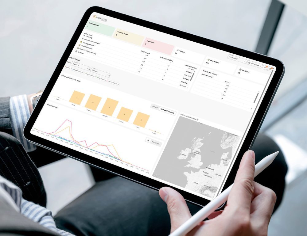 Fleet analytics dashboard on a tablet