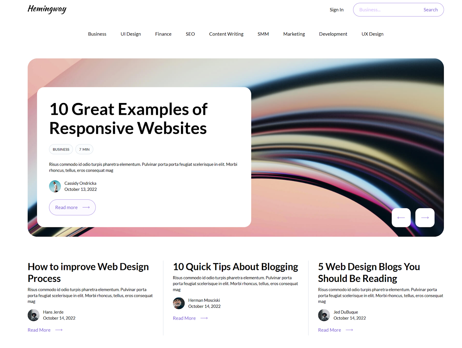 Webflow blog template developed by Foursets