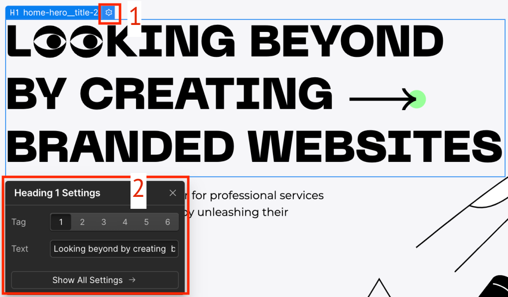 heading hierarchy management in Webflow