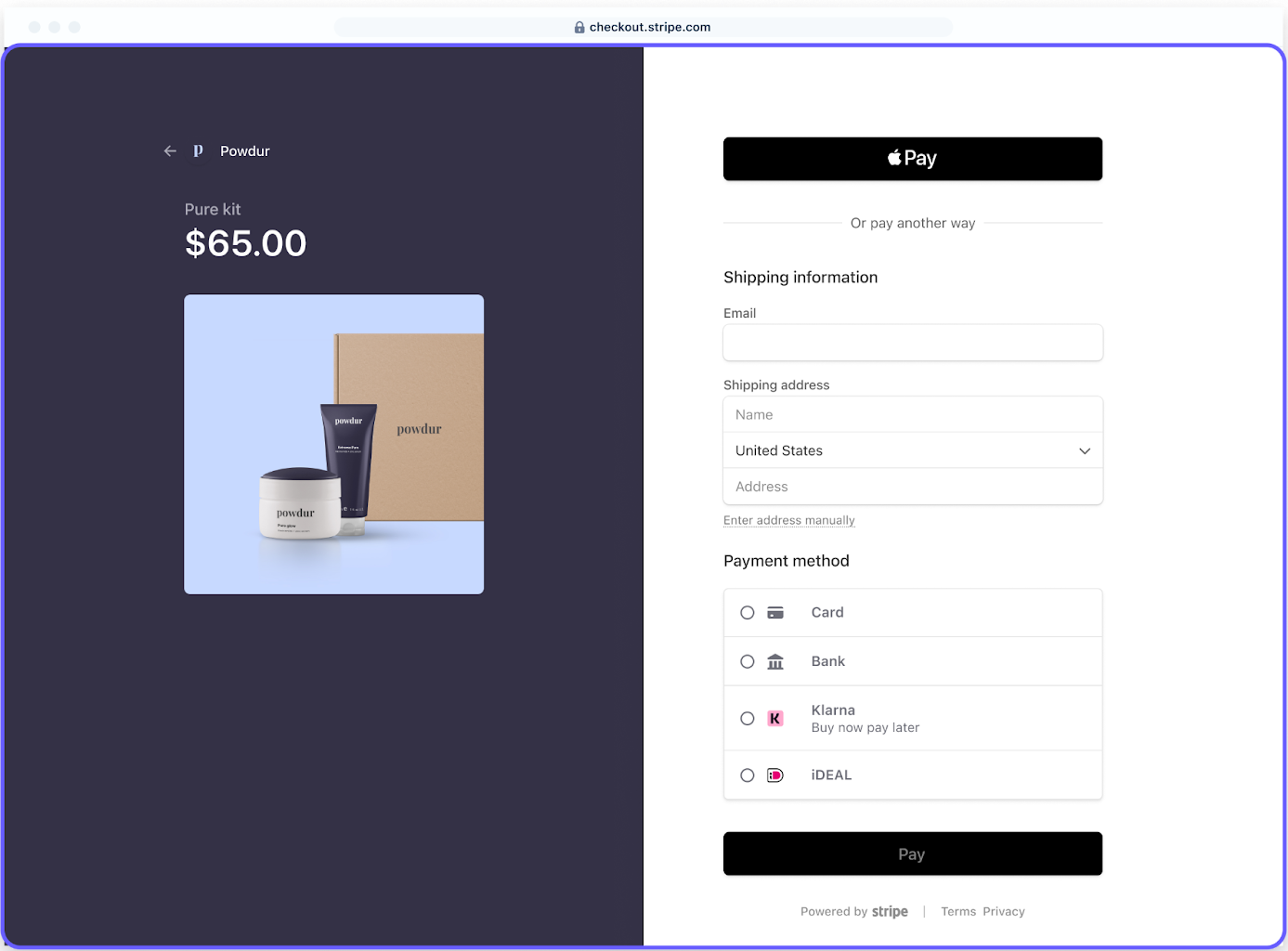 Webflow Stripe Checkout page
