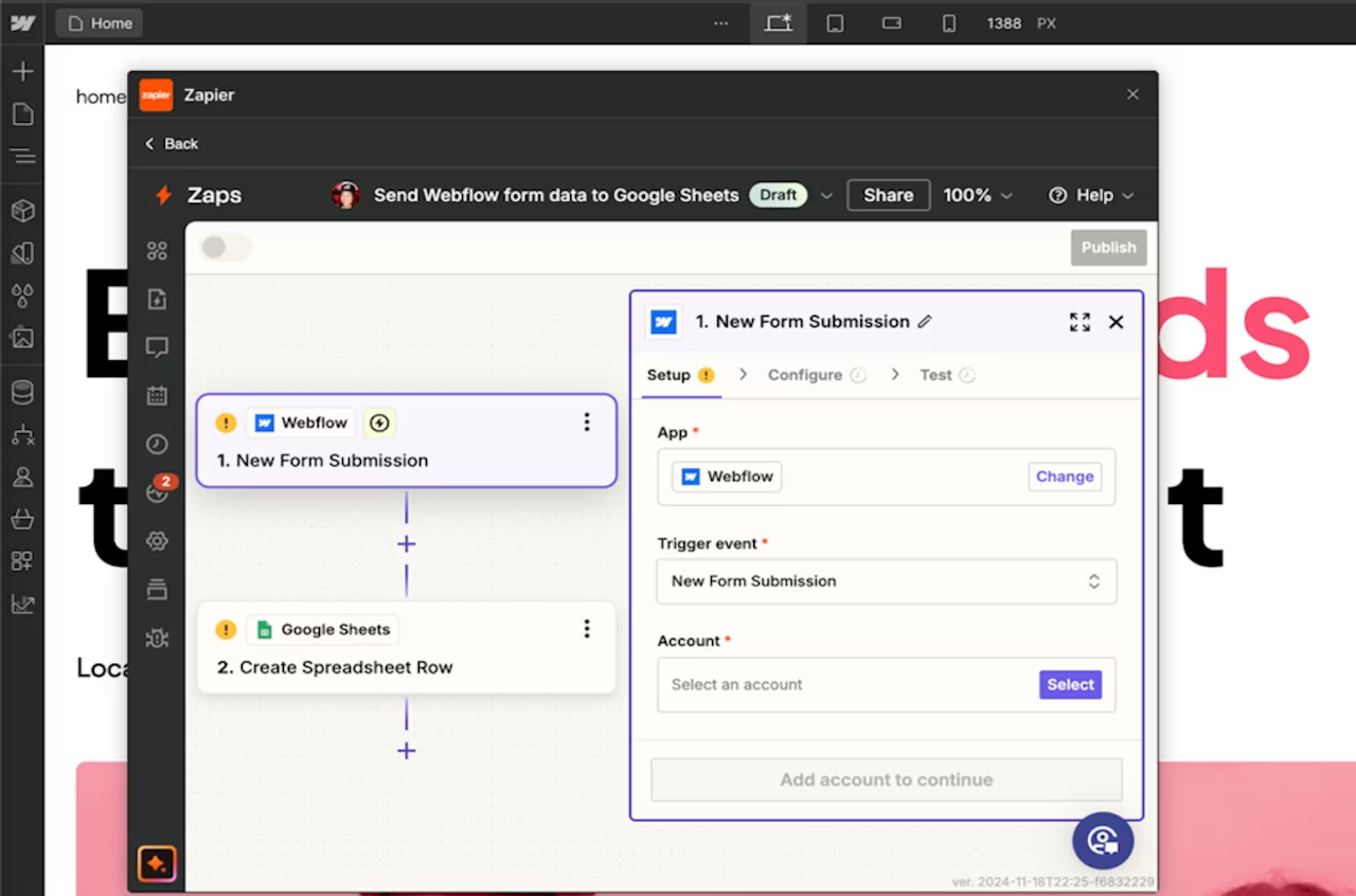Zapier Webflow integration: setting up an automated workflow