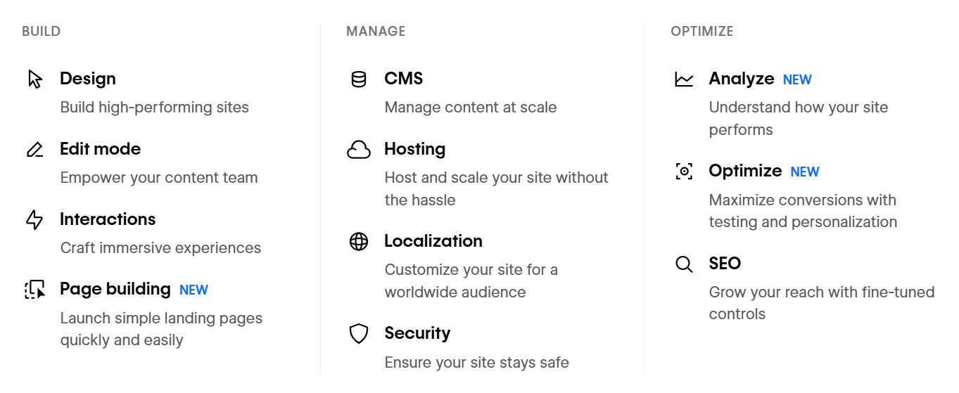 Webflow features overview