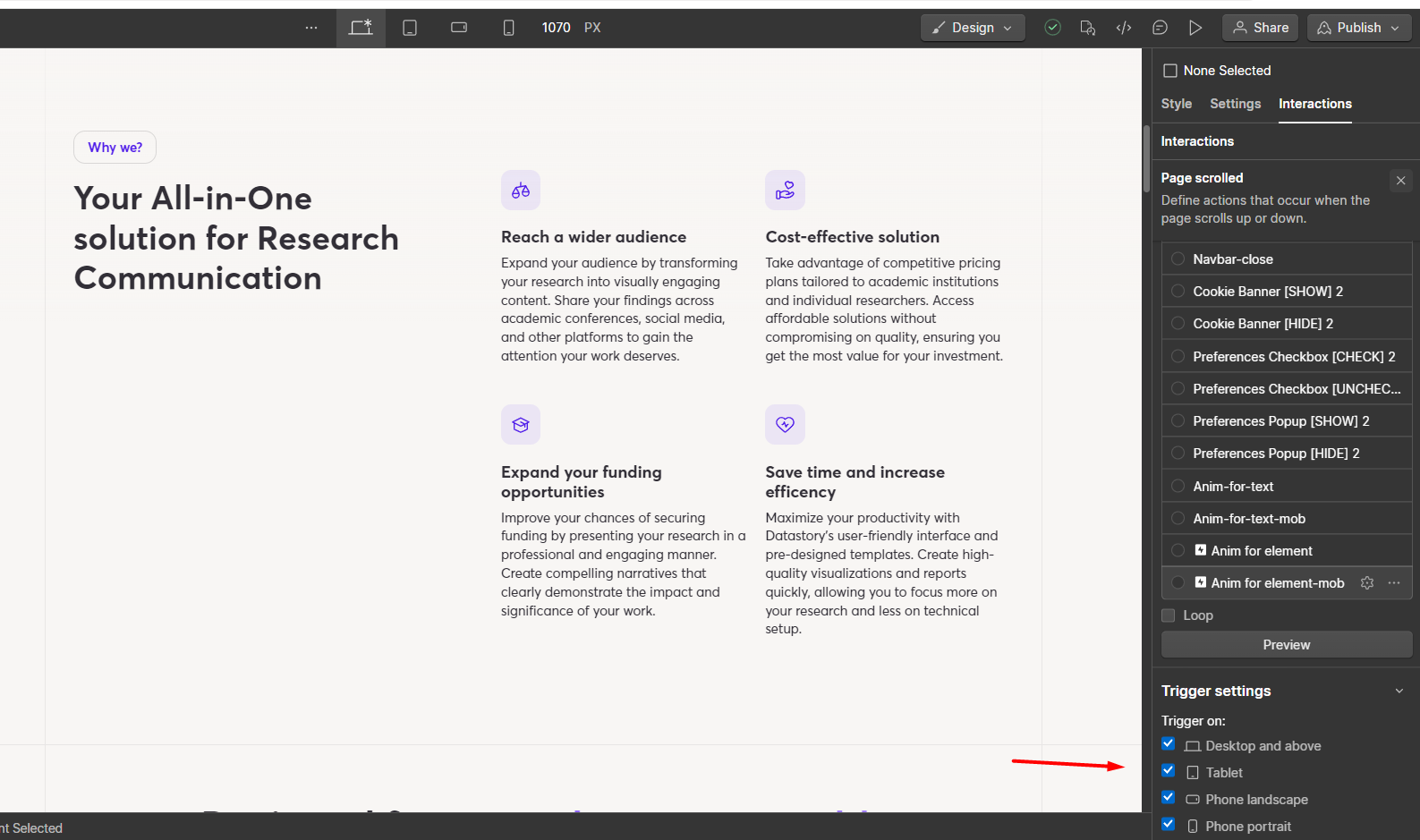 making animations responsive in Webflow
