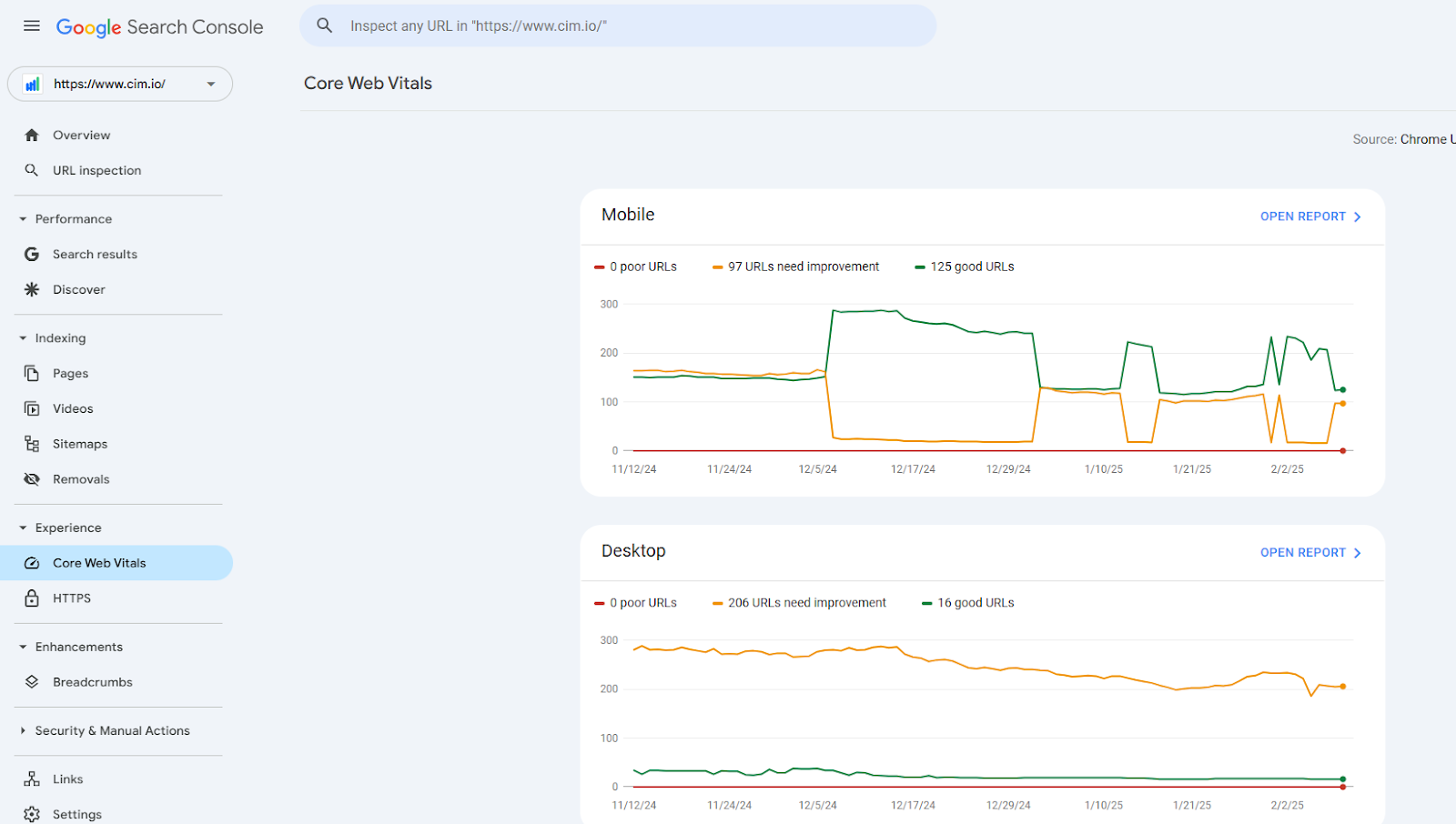 Google Search Console Core Web Vitals