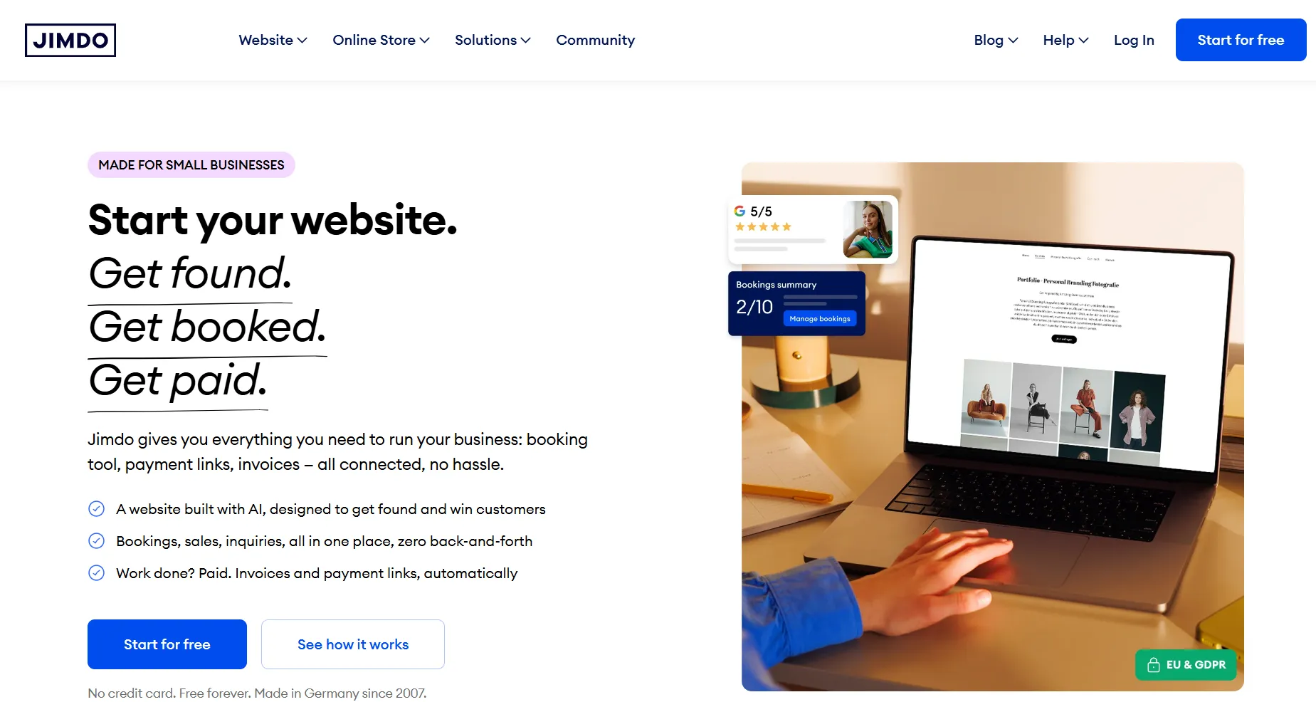 Jimdo homepage