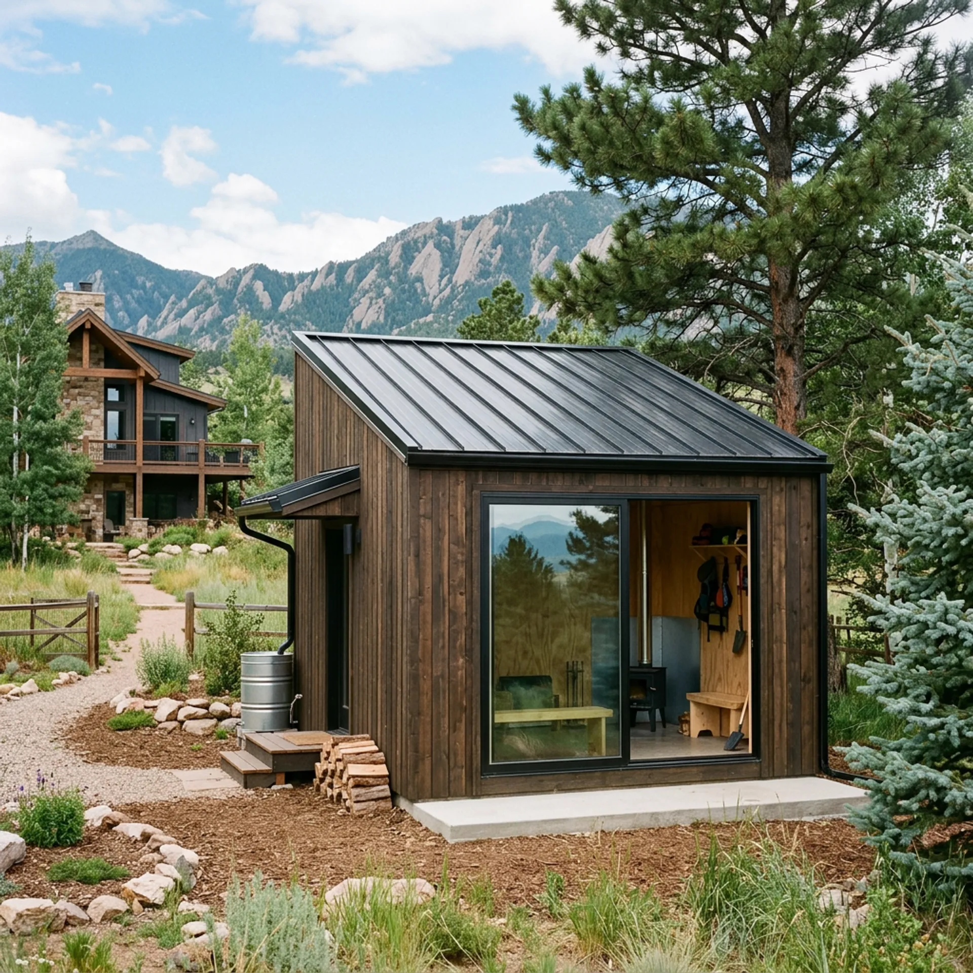 Finished custom shed on a Boulder County property