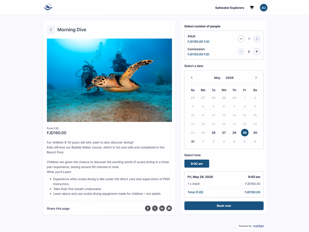 Booking widget screenshot placeholder