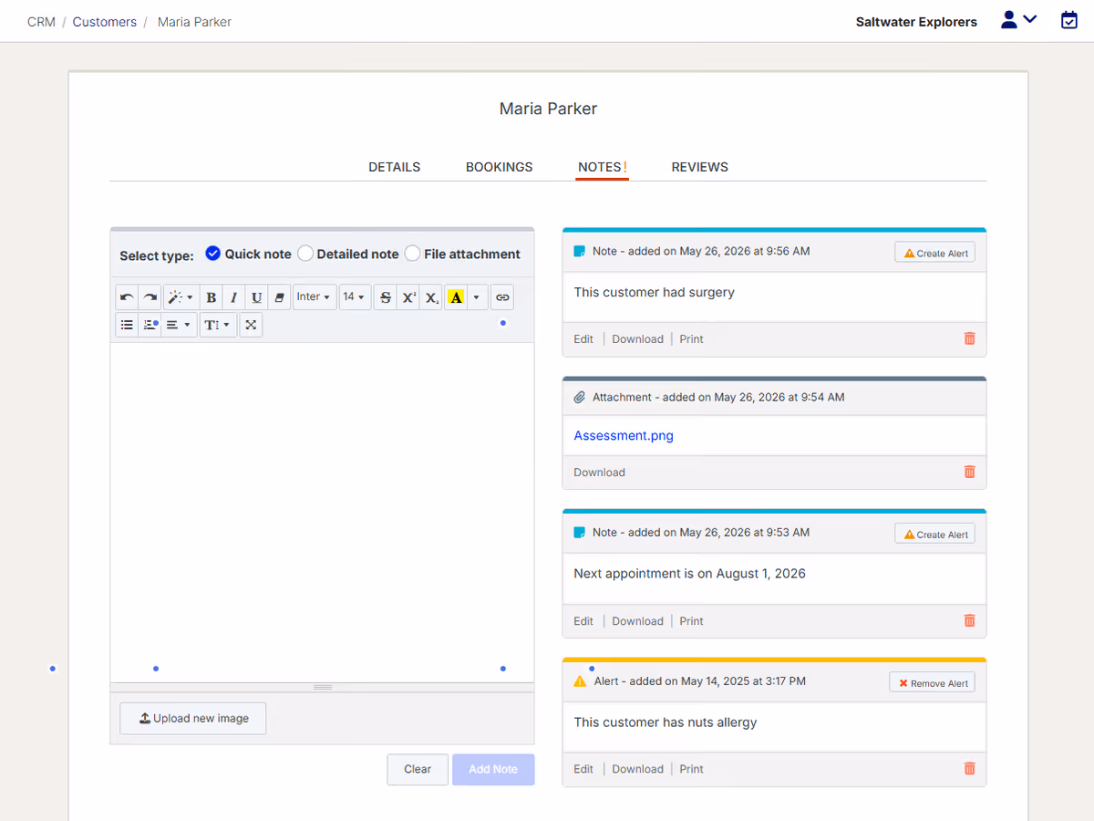 Customer CRM screenshot placeholder
