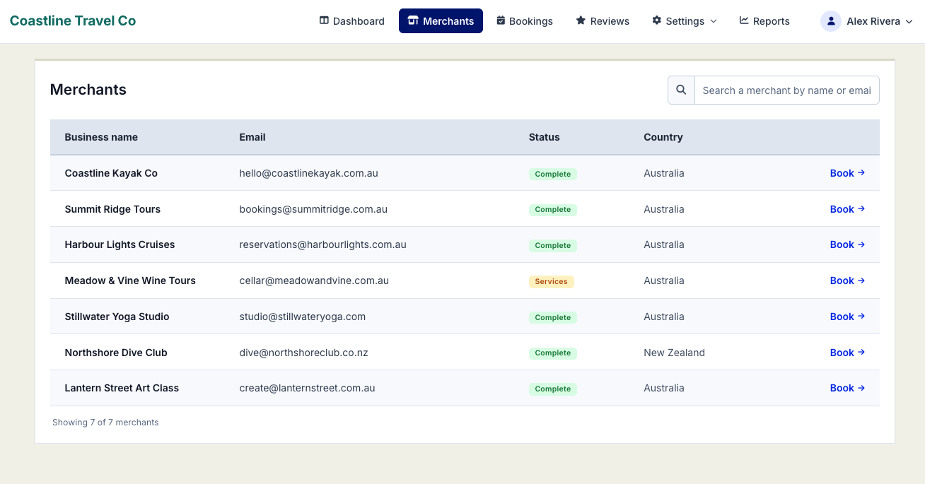 Agent-facing booking view — placeholder, swap with real screenshot