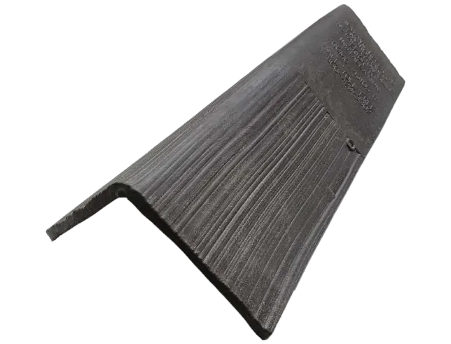 Dark grey hip and ridge cap with a wood-grain texture and angled profile.