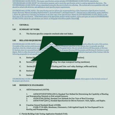 Enviroshake specification document thumbnail