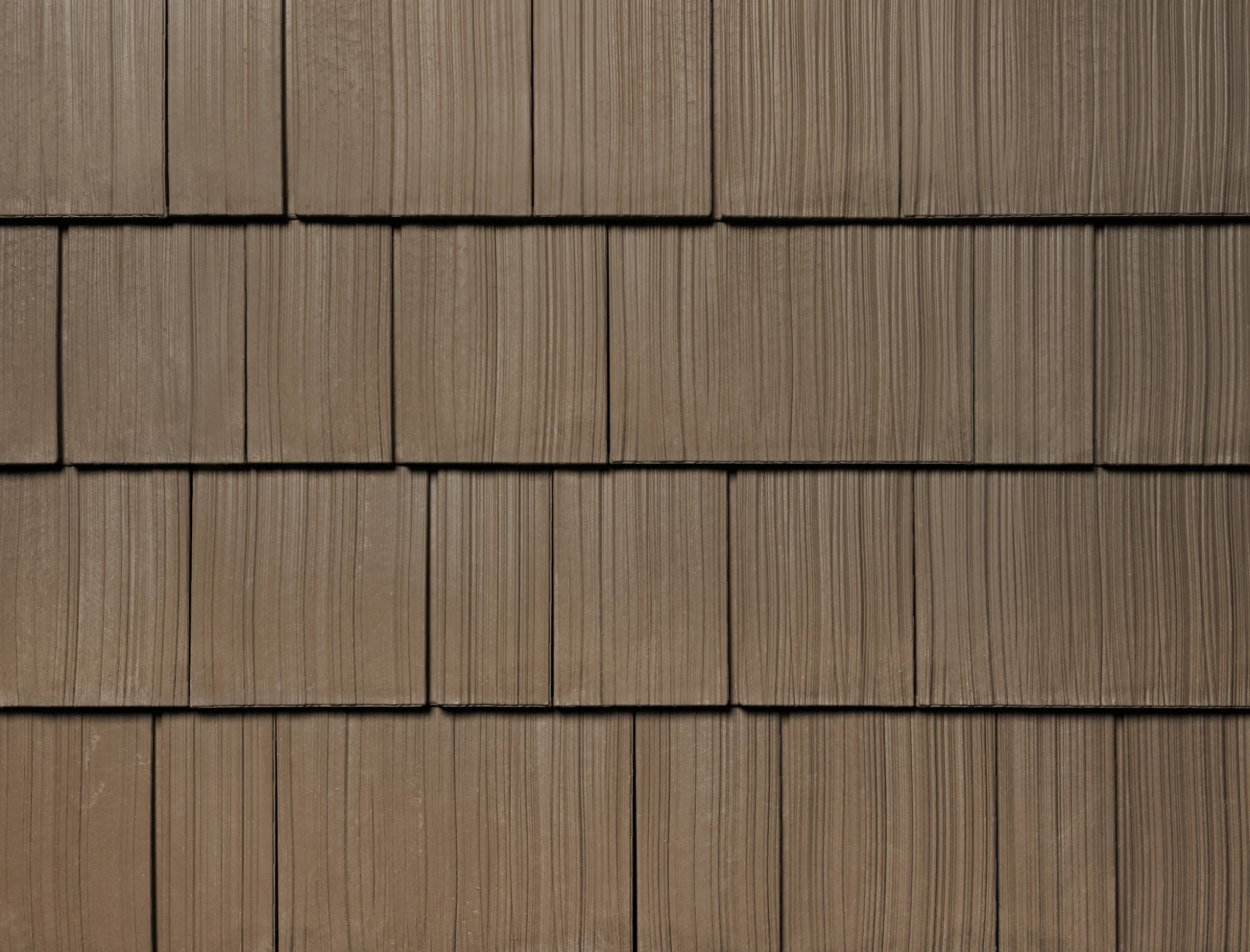 Wonderland Brown shake colour sample showing wood-grain texture in staggered rows.