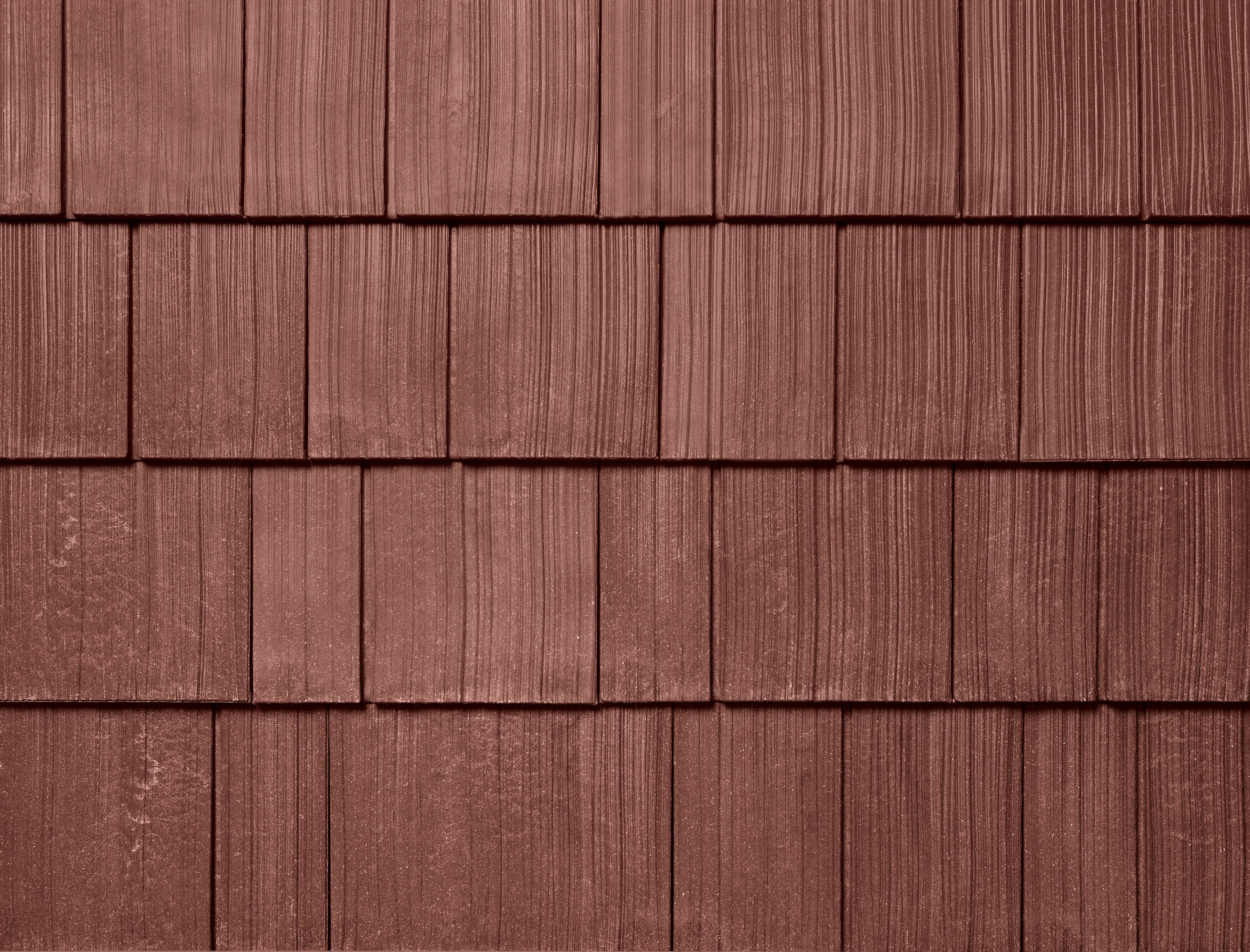 Ruby Red shake colour sample showing wood-grain texture in staggered rows.