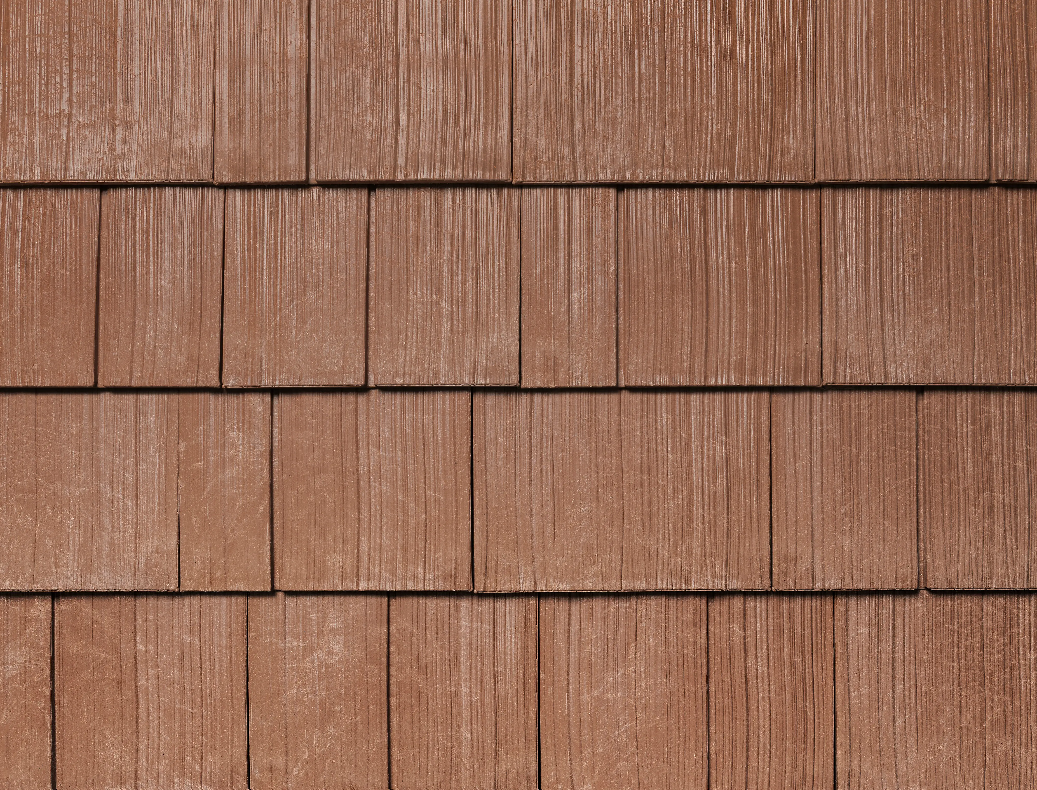 Red Wood Brown shake colour sample showing wood-grain texture in staggered rows.