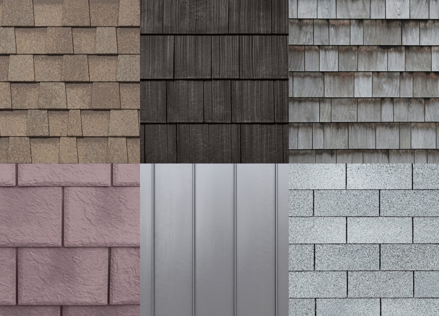 A multi-material swatch including various roof tile types