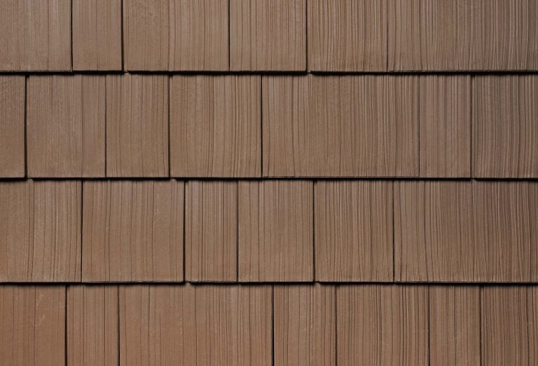 Close-up of Disney Brown Enviroshake synthetic cedar shake roofing