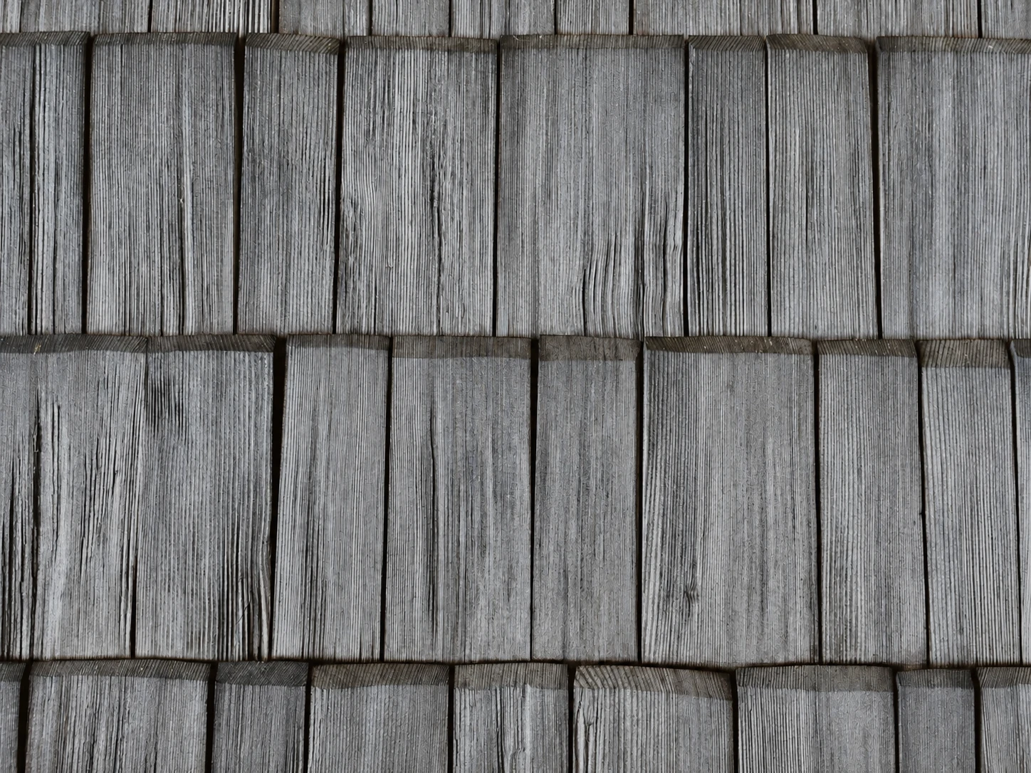 Close-up of aged natural cedar shingles