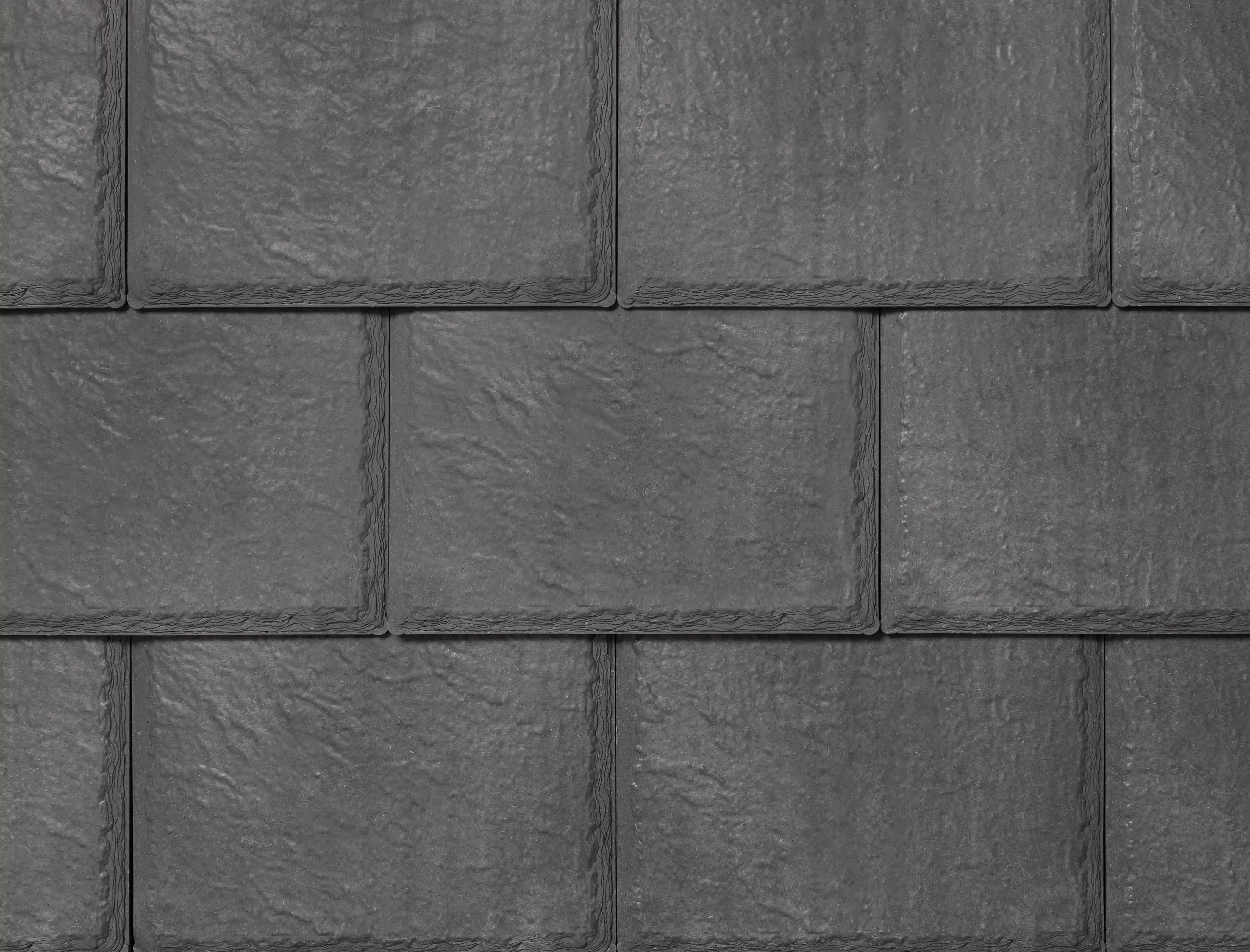 Close-up of Enviroslate tiles in Stone Grey