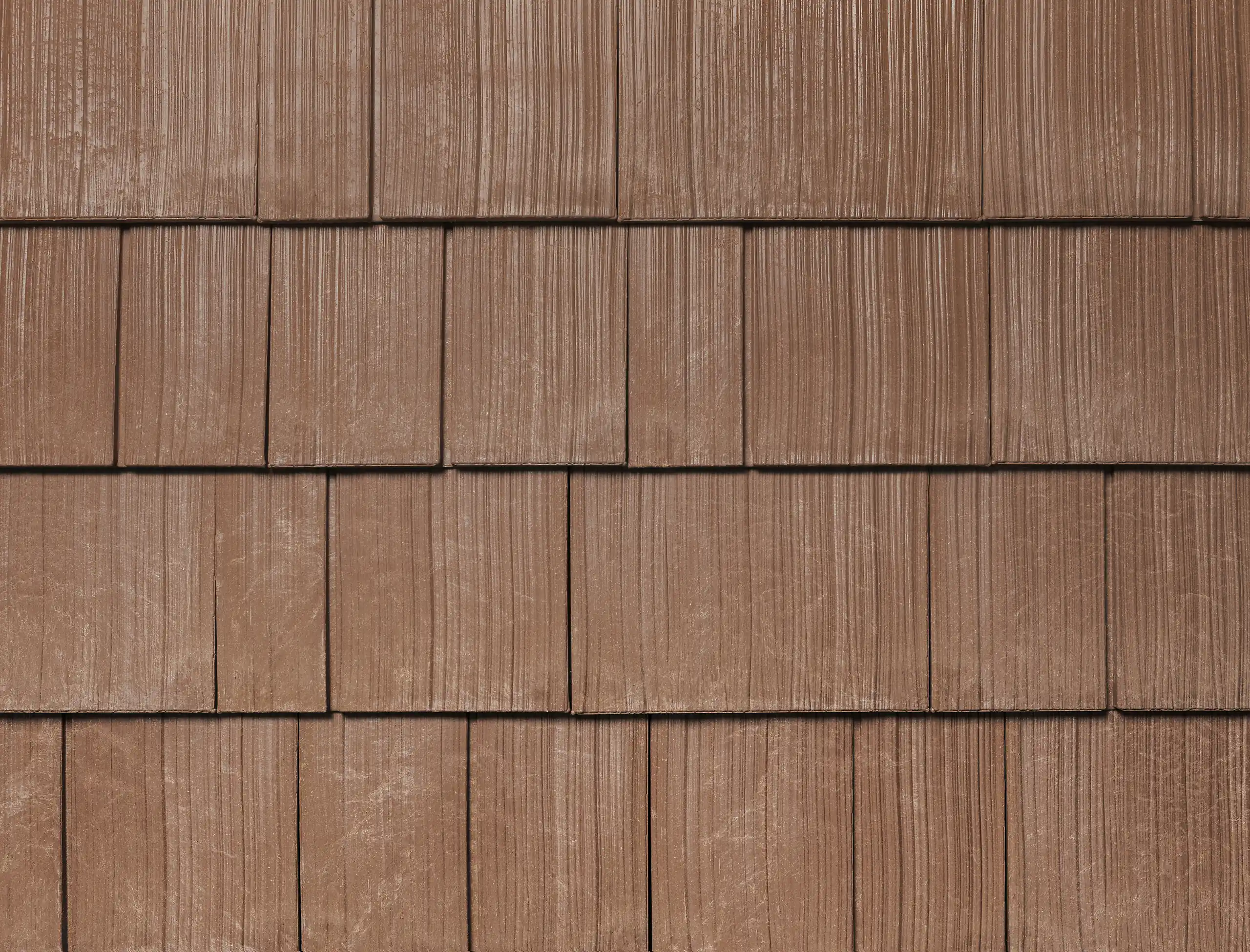 Red Wood Brown shake colour sample showing wood-grain texture in staggered rows.