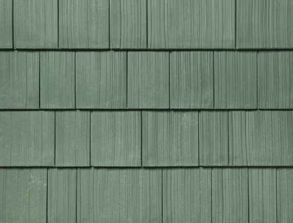 Sage Green shake colour sample showing wood-grain texture in staggered rows.