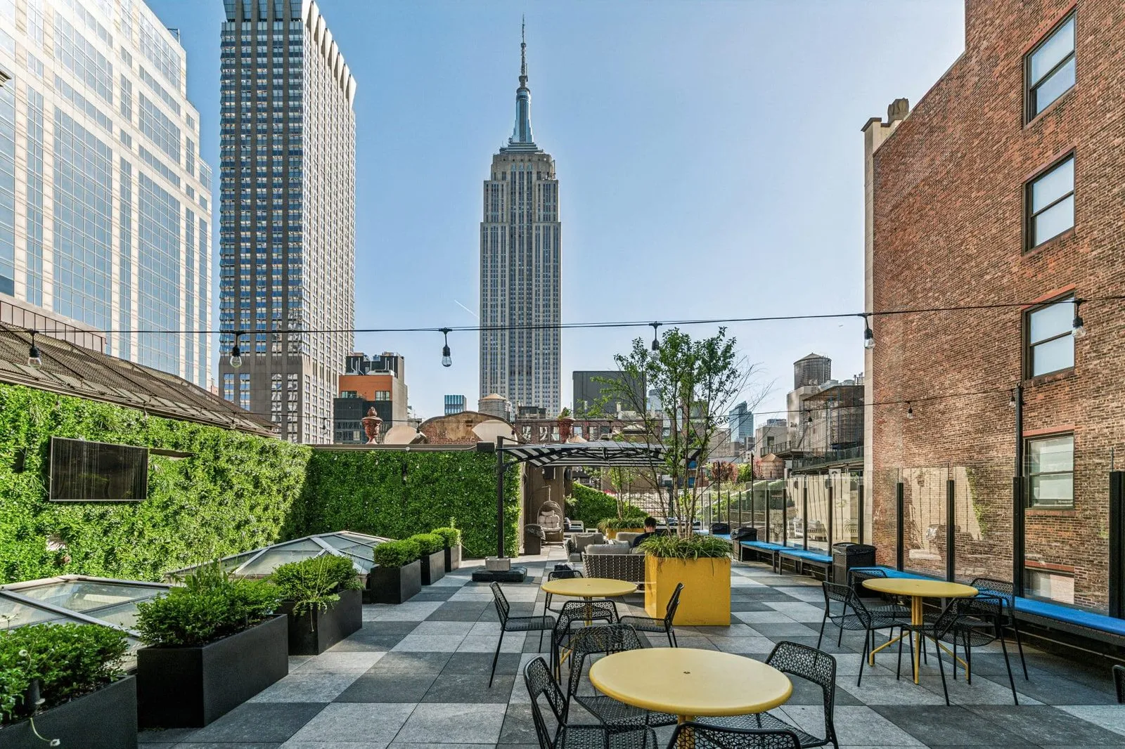 Jay Suites Fifth Avenue rooftop, looking toward the Empire State Building