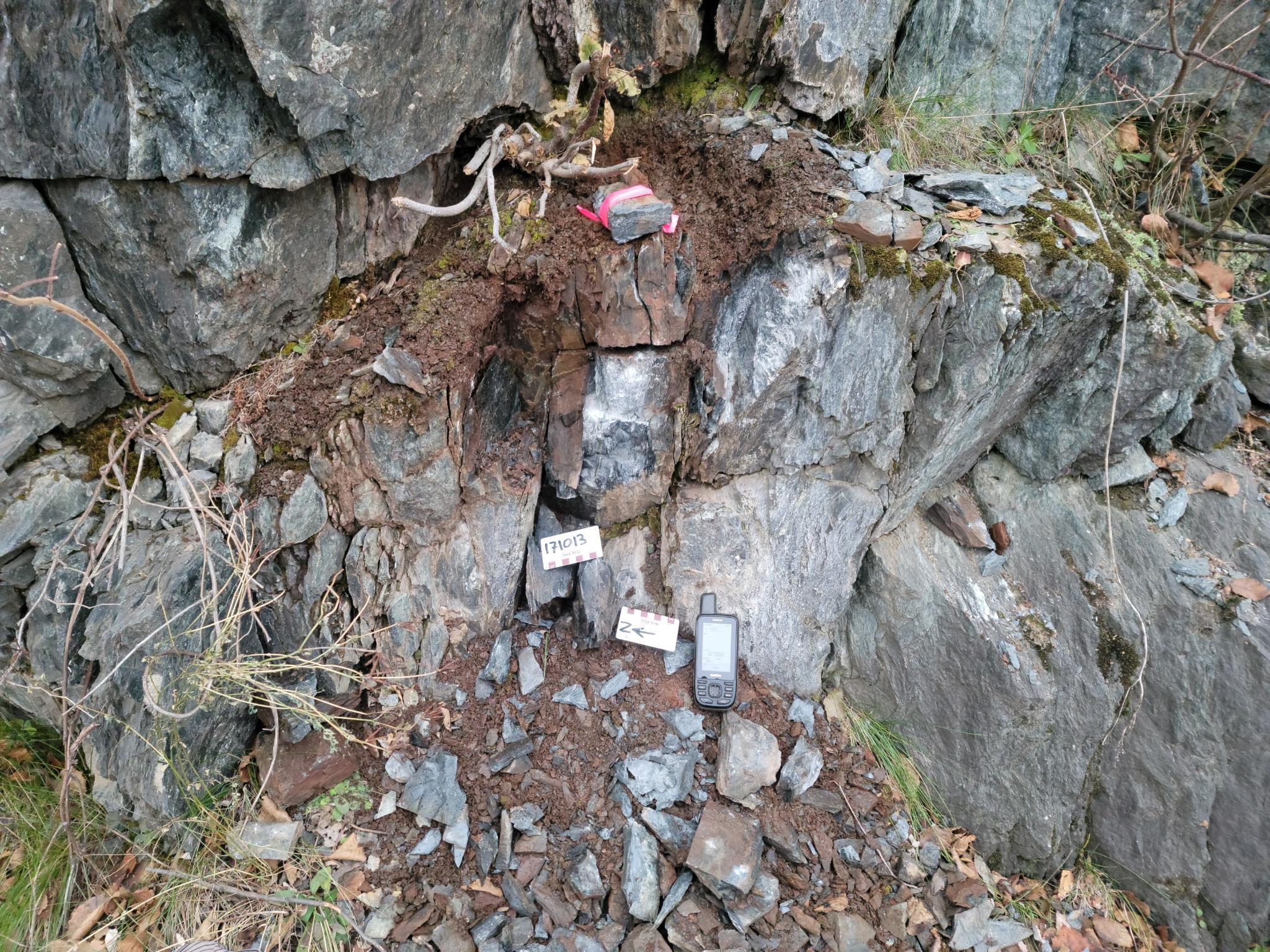 Tabor project — mineralized rock outcrop