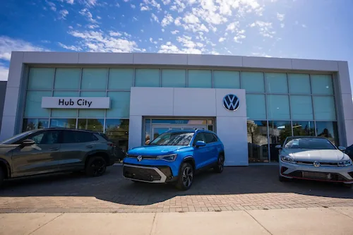 hub city volkswagen front side of building