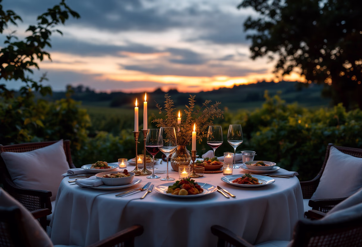 image of a refined wine and dine event under the stars at the winery