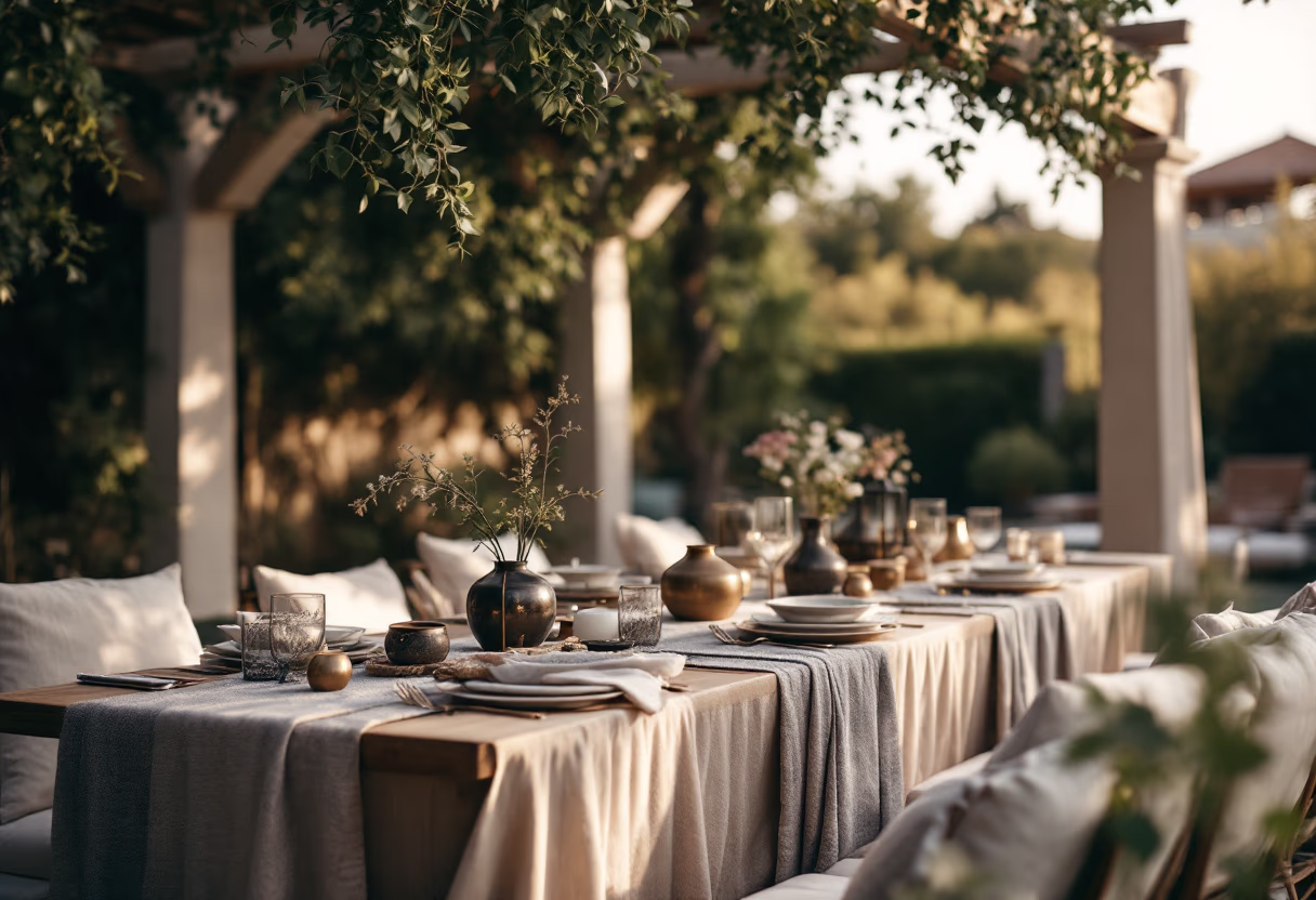 image of a rustic outdoor party setup for an event planning service