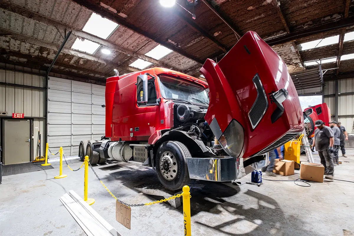 Diesel truck in the shop at E&R Diesel Service