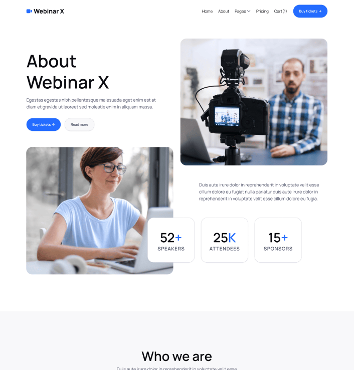 Webinar X - About Main Page - Webinar Webflow Template