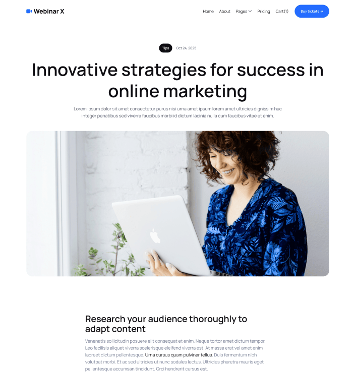 Webinar X - Blog Post Main Page - Webinar Webflow Template