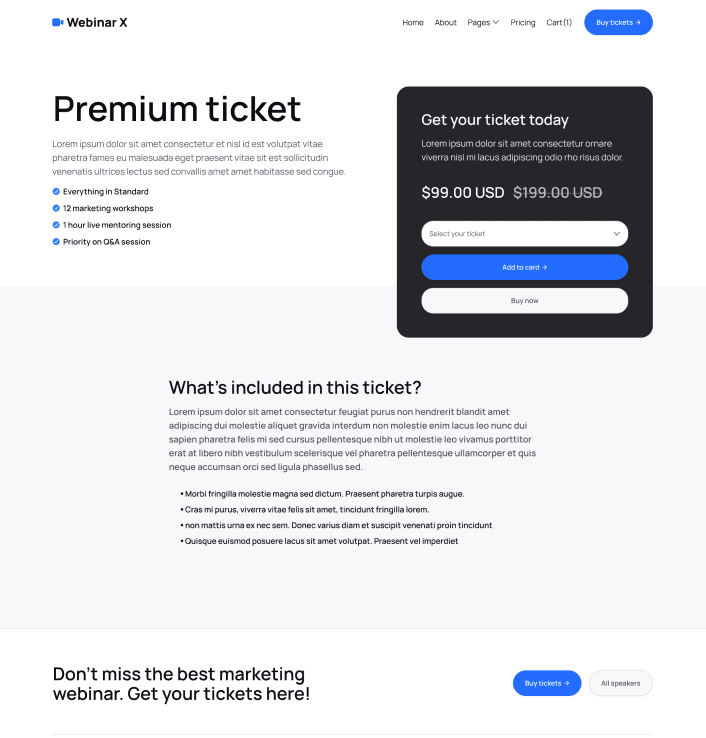 Webinar X - Tickets Single Main Page - Webinar Webflow Template