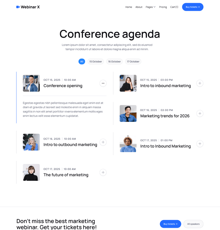 Webinar X - Webinar V2 Main Page - Webinar Webflow Template