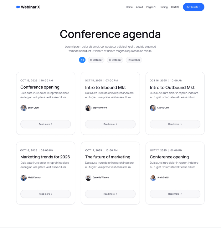 Webinar X - Webinar V3 Main Page - Webinar Webflow Template