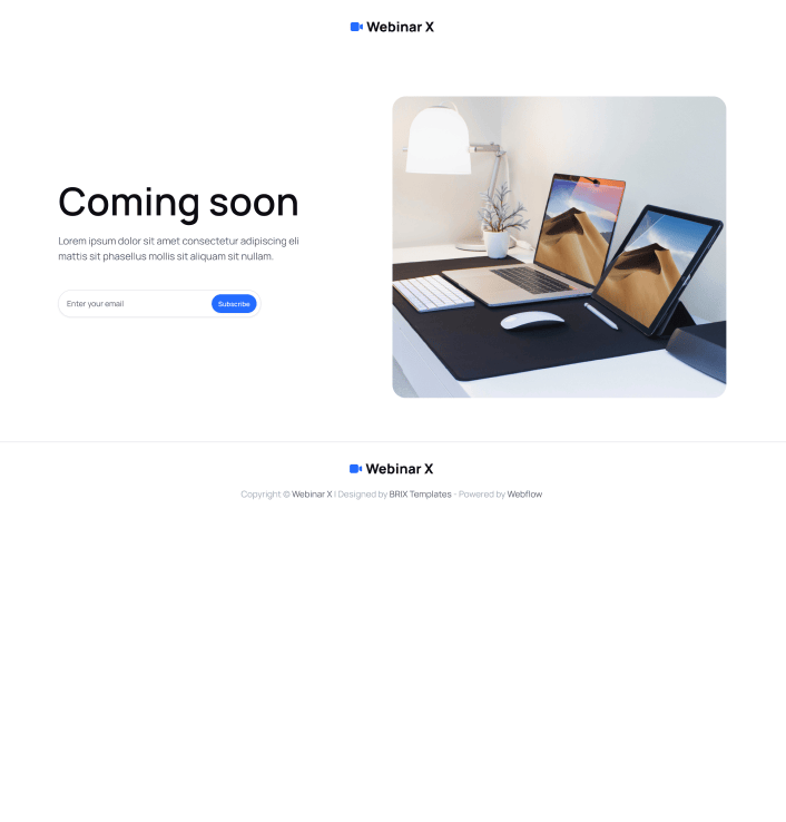 Webinar X - Coming Soon Utility Page - Webinar Webflow Template