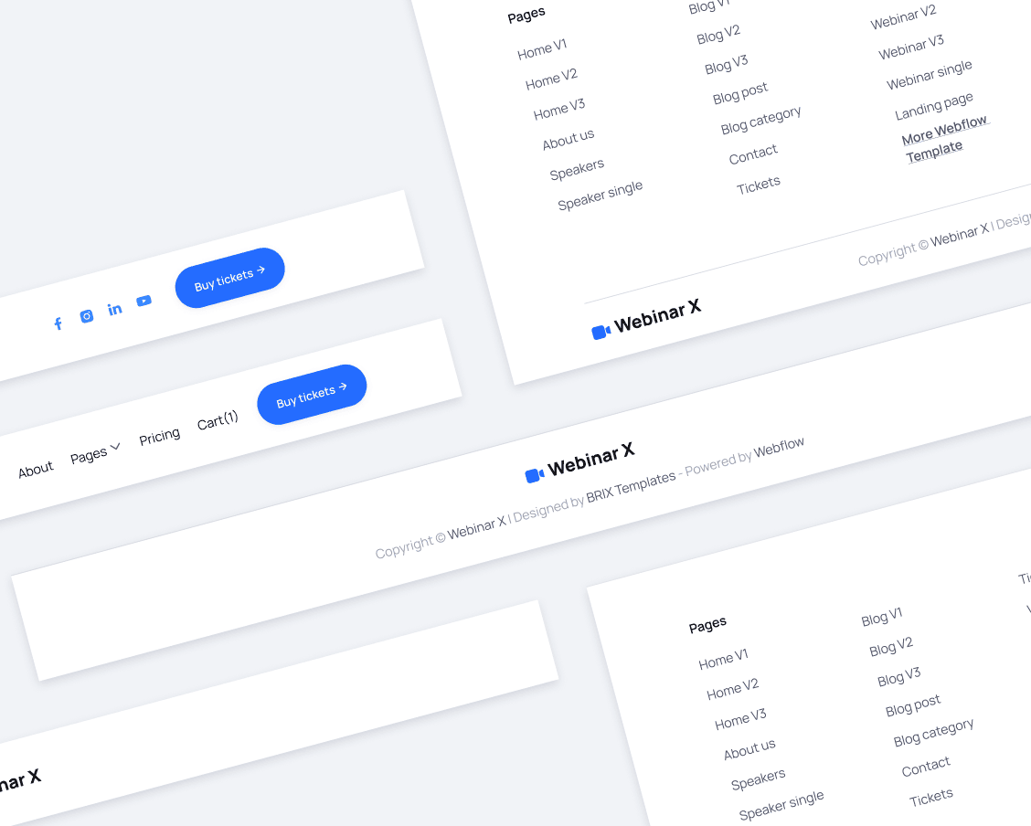 Webinar X - 3 Headers And Footers - Webinar Webflow Template