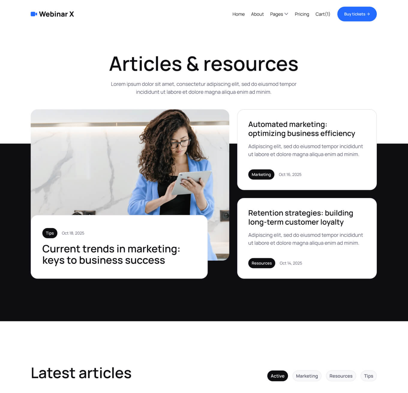 Webinar X - Blog V1 Page - Webinar Webflow Template