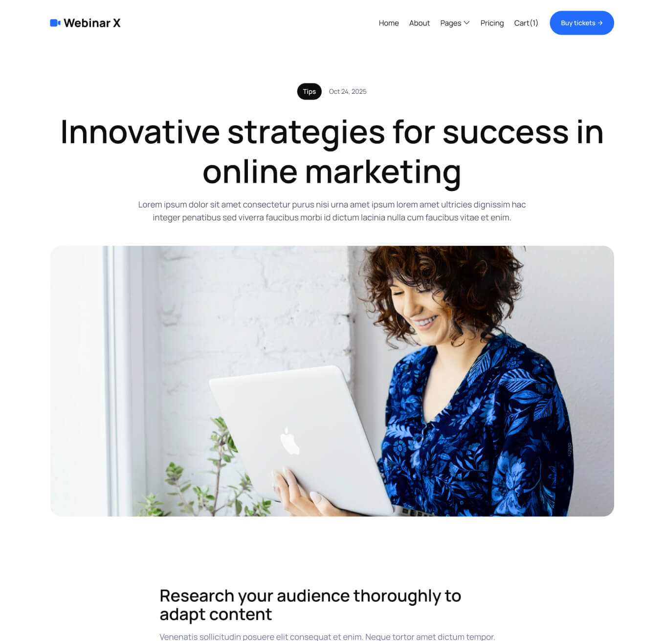 Webinar X - Blog Post Page - Webinar Webflow Template