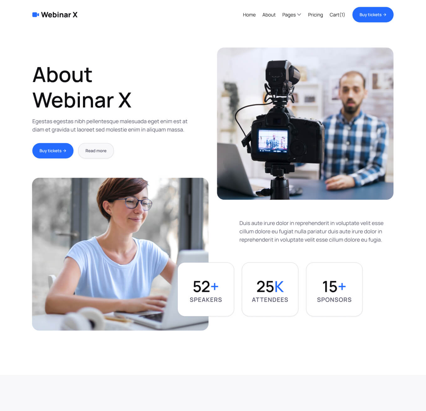 Webinar X - About Page - Webinar Webflow Template