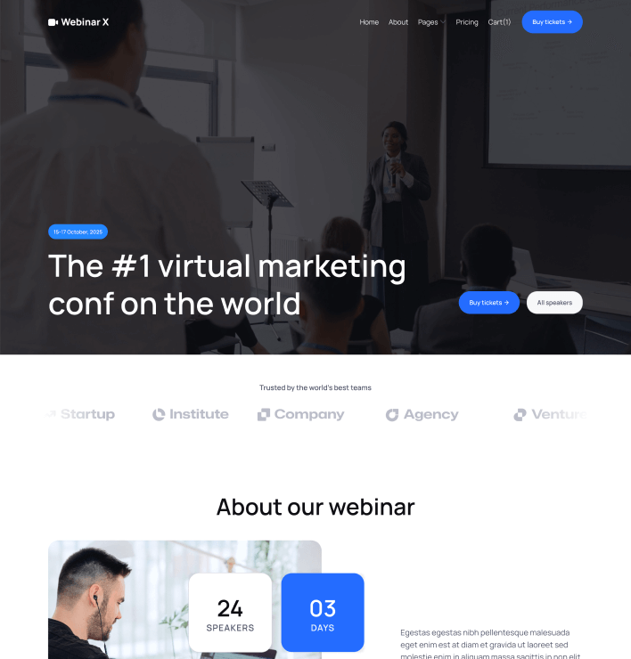 Webinar X - Home V3 Main Page - Webinar Webflow Template