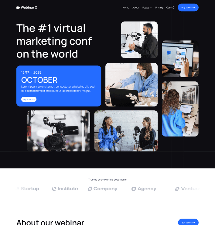 Webinar X - Home V1 Main Page - Webinar Webflow Template