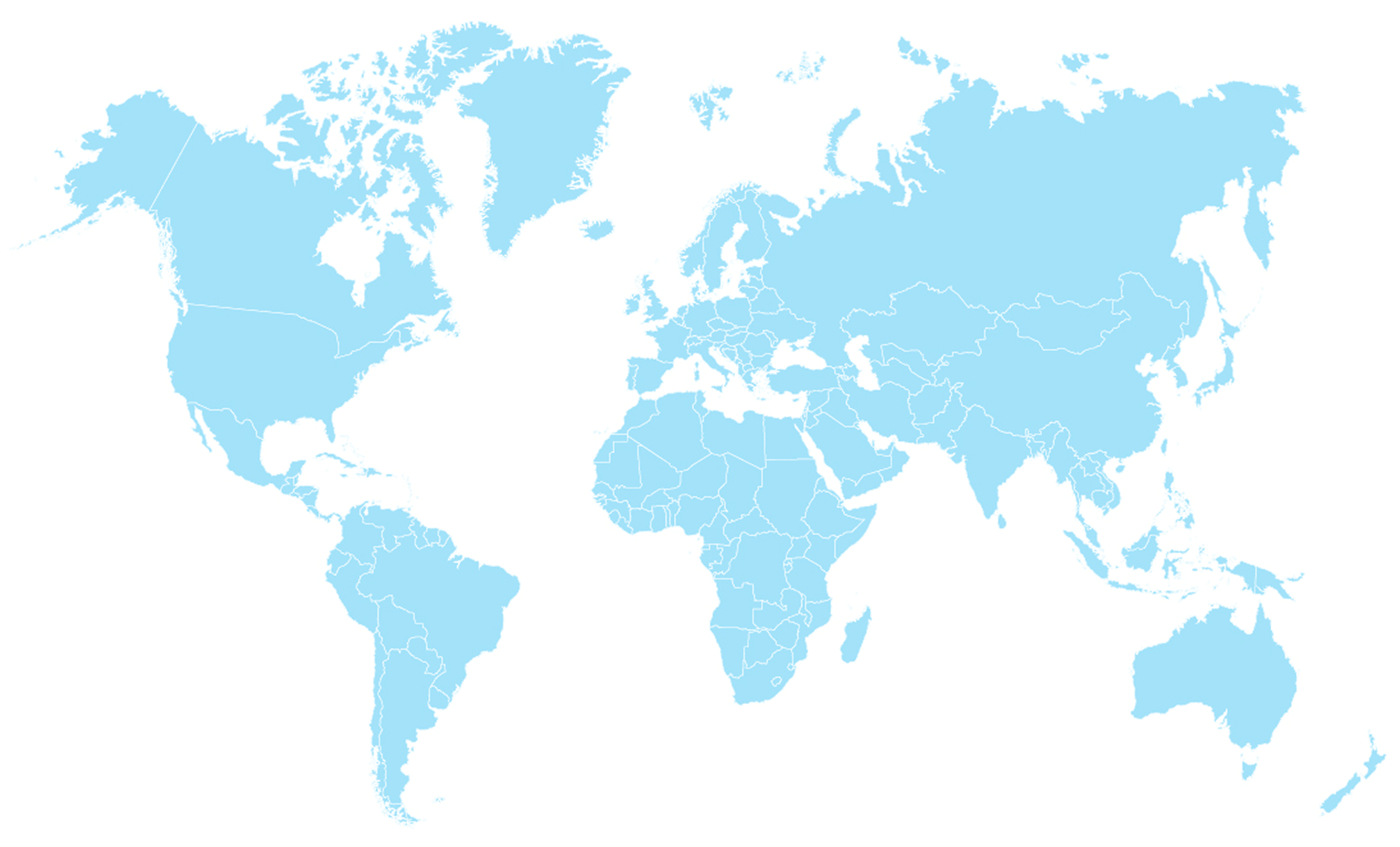 Light blue map of the world