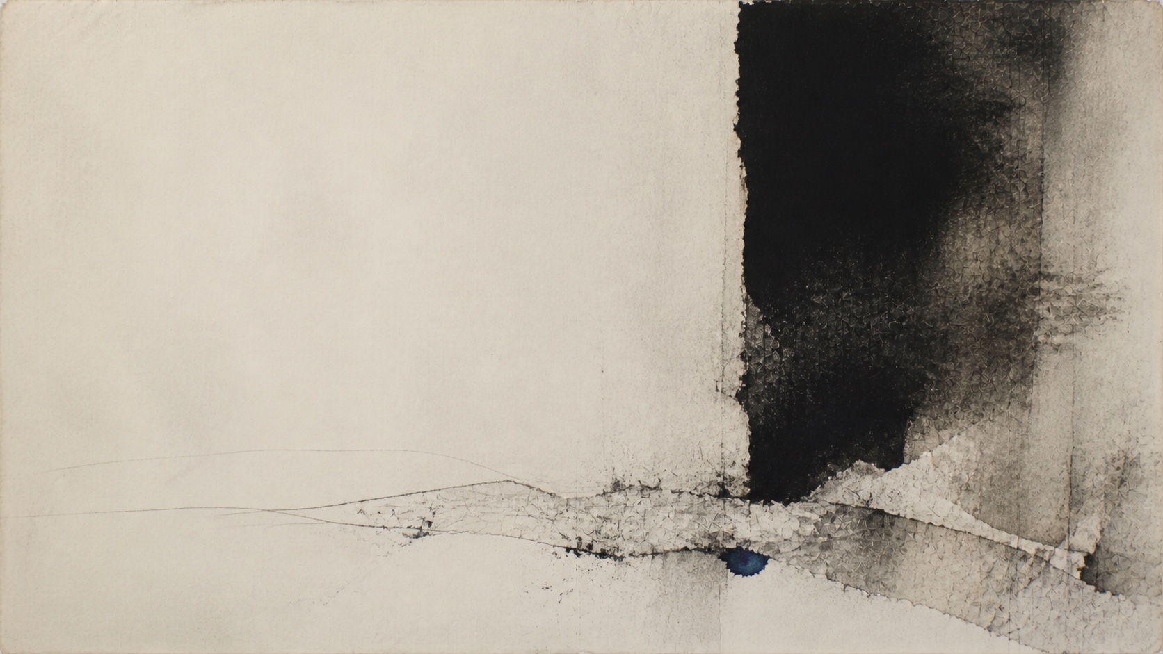 Abstract London interior in ink and cream — an absent seat at a table of cultural memory.