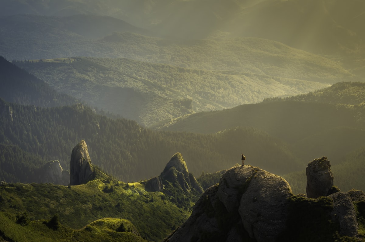 Sunlit mountain vista at a Gruppo retreat in the Italian Dolomites