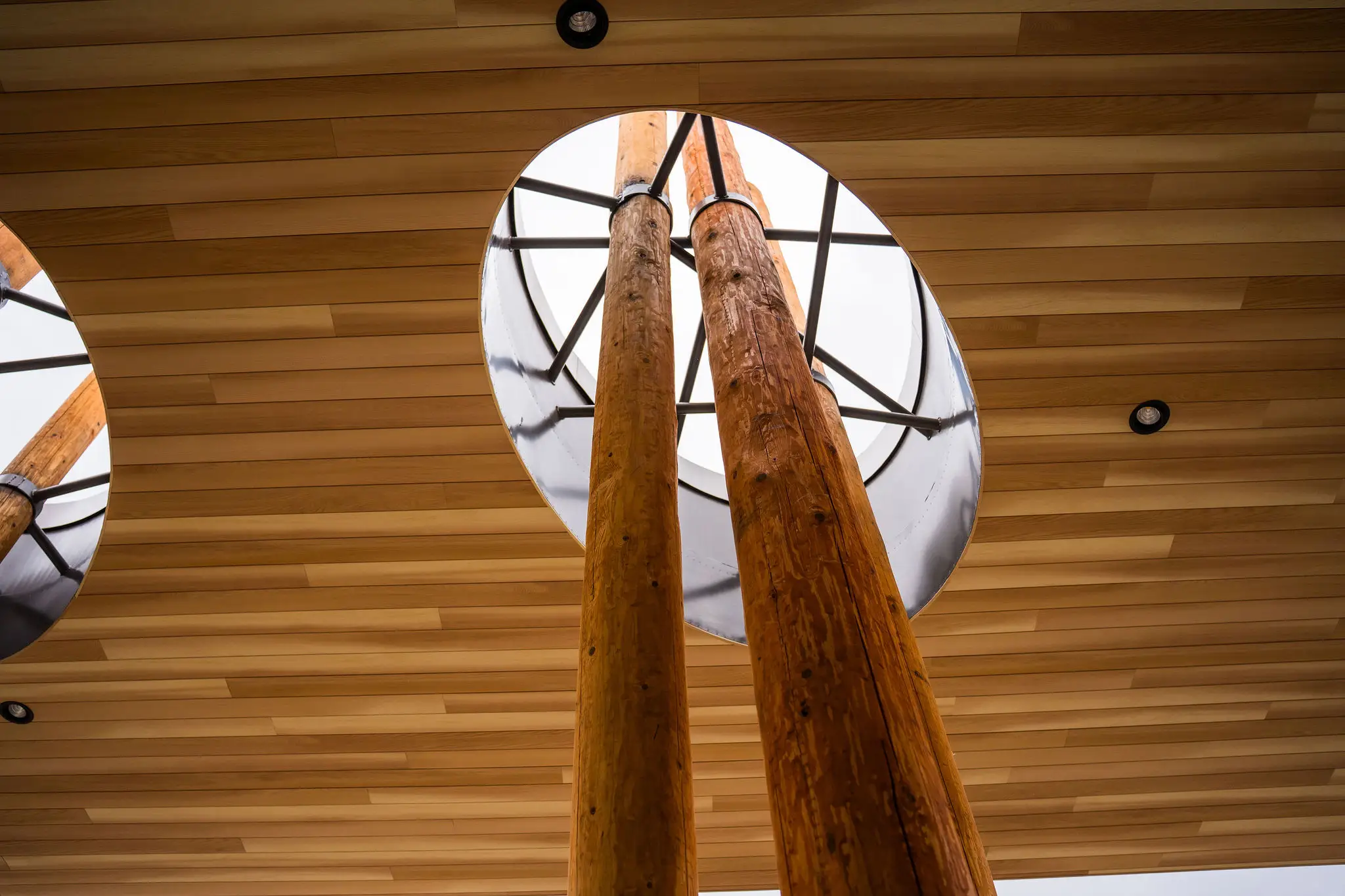 Cheslatta front landing with wooden pillars