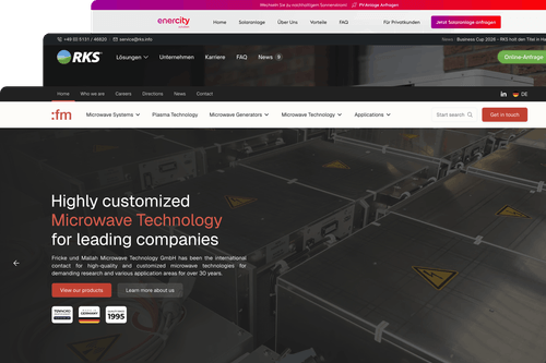 Drei Above-The-Fold Screens von Webseiten, die Weiss Global entwickelt hat